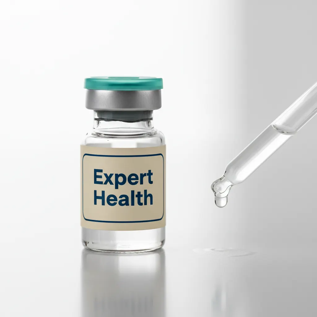 Macro of an Expert Health vial and dropper